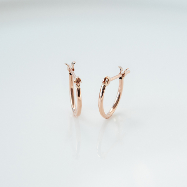 【1mmパイプ直径10mm】スナップピアス K10ピンクゴールド