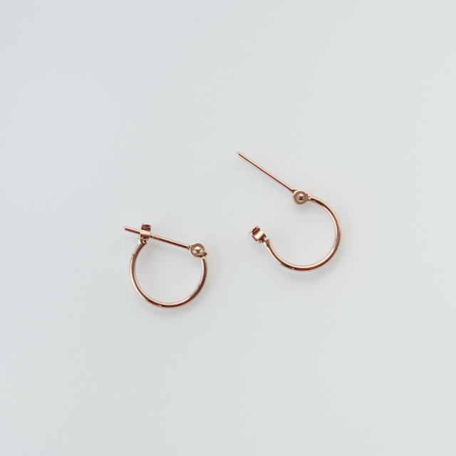 1mmパイプ直径10mm】スナップピアス K10ピンクゴールド アクセサリー