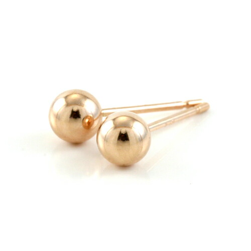 ピアス K18ピンクゴールド 4mm丸玉