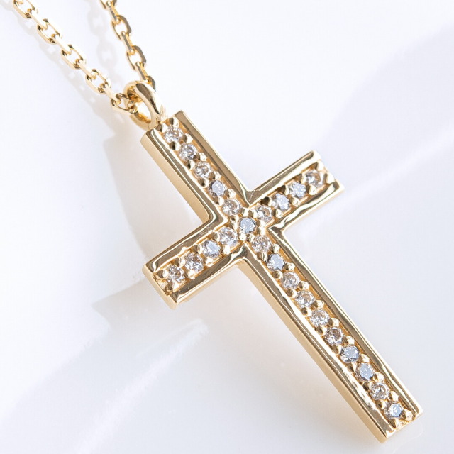 ☆1.00ct☆✨サファイア クロス K18 丸っこく ペンダント ネックレス十字架