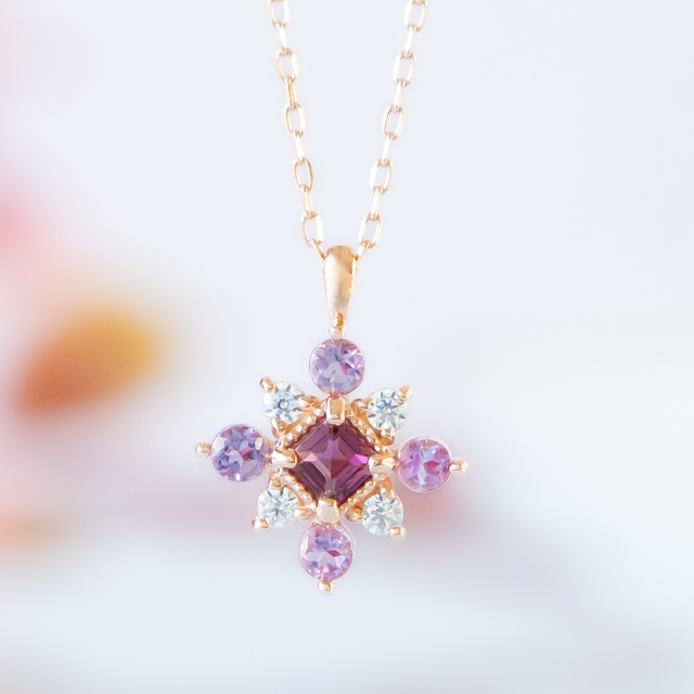 ネックレス K10ピンクゴールド ロードライトガーネット ライト  