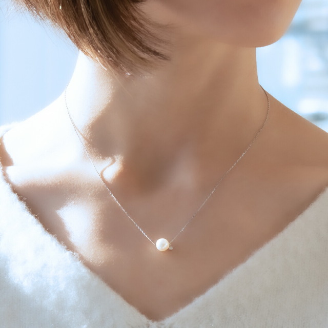 【極上】アコヤ　本真珠　パール　ネックレス　シルバー 楽天市場】ネックレス パール あこや 真珠 8mm ダイヤモンド