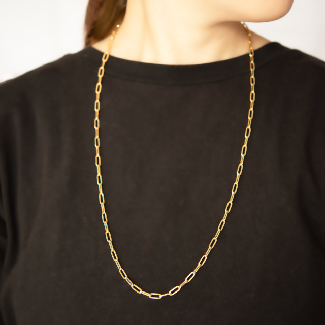 70cmペーパークリップチェーン】 ネックレス K18イエローゴールド