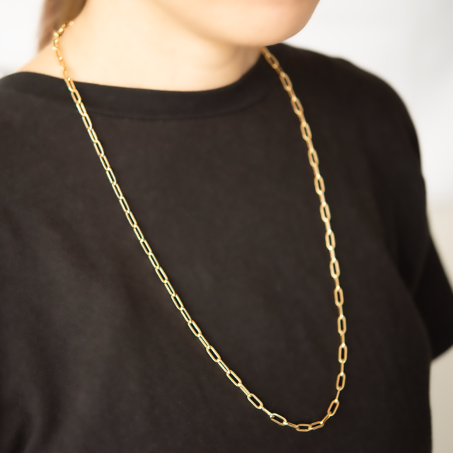 細めチェーン ネックレス ゴールド 大人気人気アクセ 　送料無料 70cmペーパークリップチェーン】 ネックレス K18イエローゴールド