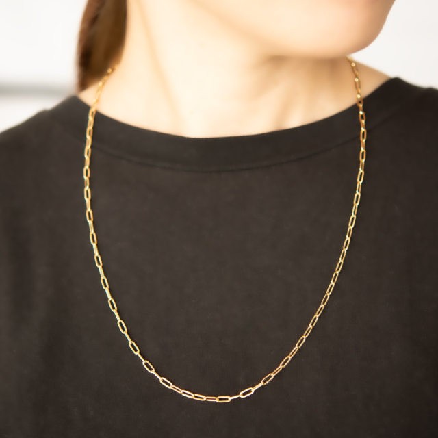 60cmペーパークリップチェーン】ネックレス K18イエローゴールド