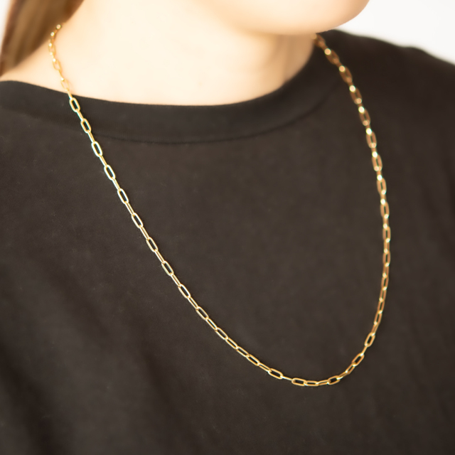 60cmペーパークリップチェーン】ネックレス K18イエローゴールド