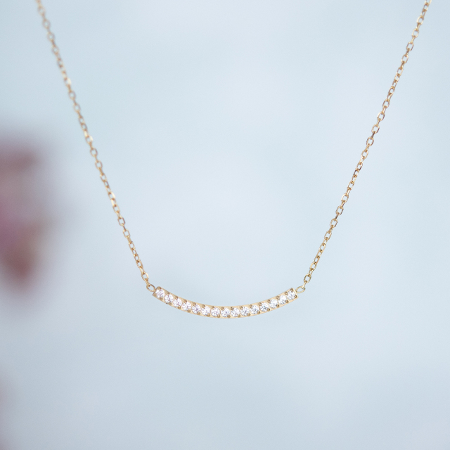 ネックレス サージカルステンレス イエローゴールドIPコーティング キュービックジルコニア