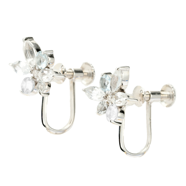 イヤリング K10ホワイトゴールド ホワイトトパーズ ムーン