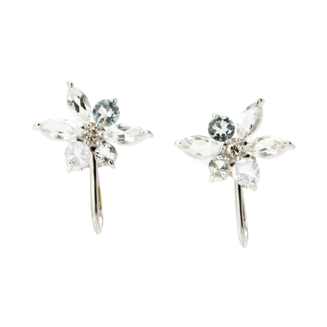 【ほぅ】天然ホワイトムーンストーンのつぶつぶ枠留めイヤリング ほぅ様専用】天然ホワイトムーンストーンのつぶつぶ枠留めイヤリング