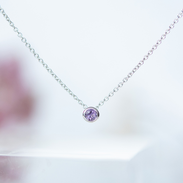ネックレス シルバー925 ロジウムコーティング アメジスト