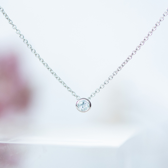 【PURE】ネックレス シルバー925 ロジウムコーティング アクアマリン