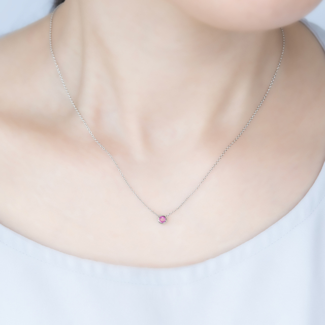 PURE】ネックレス シルバー925 ロジウムコーティング ルビー