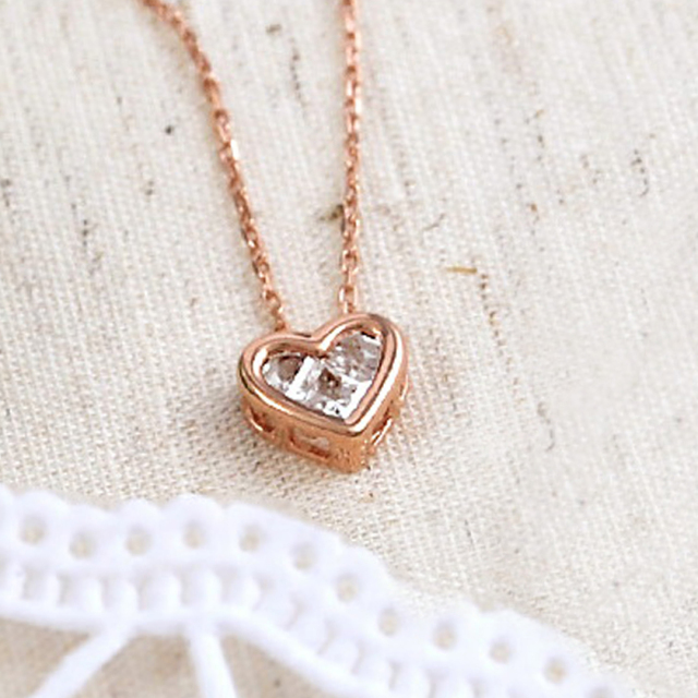 ネックレス シルバー925 ピンクゴールドコーティング キュービックジルコニア