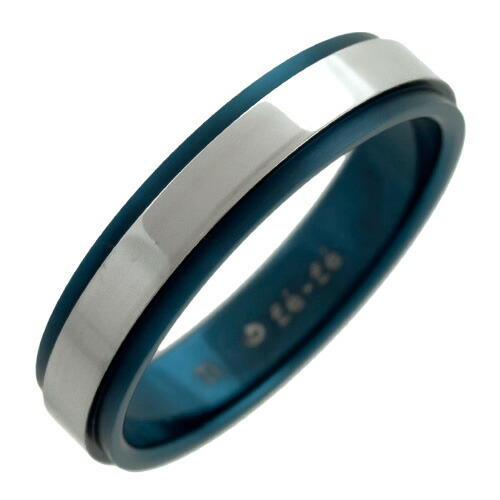 【fefe×ファイテン(Phiten)】リング チタン ブルーIPコーティング