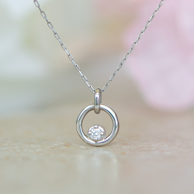 ネックレス プラチナ ダイヤモンド(4月誕生石)(円/サークル)[4121140101]