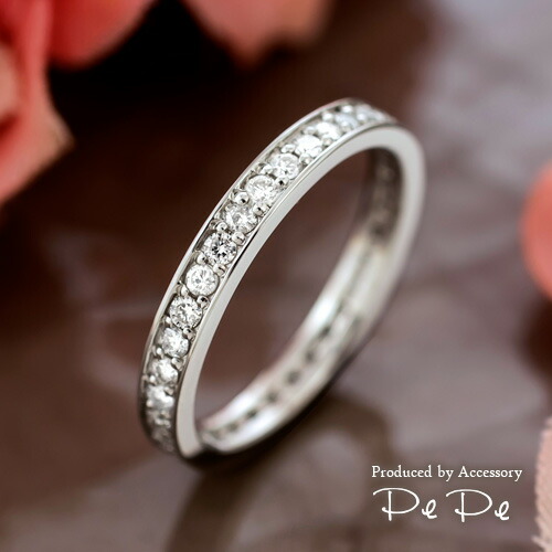 プラチナ900 ダイヤモンド合計0.5ct フルエタニティリング(7号～14号)[4211140201]