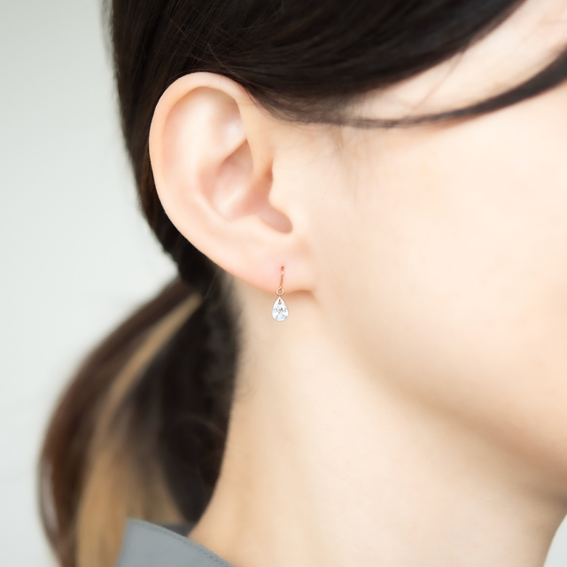 フックピアス K10ピンクゴールド キュービックジルコニア アクセサリー