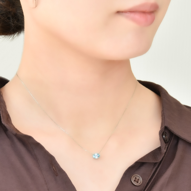 すぐ届く☆4℃ プラチナ ネックレス ブルージルコン ギフト◎ ブルージルコン 4.5ct ダイヤモンド プラチナ ネックレス【品質