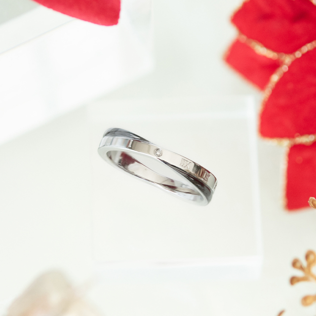 【2025 Christmas gift collection】ペアリング（メンズ単品）サージカルステンレス ブラックIPコーティング ダイヤモンド