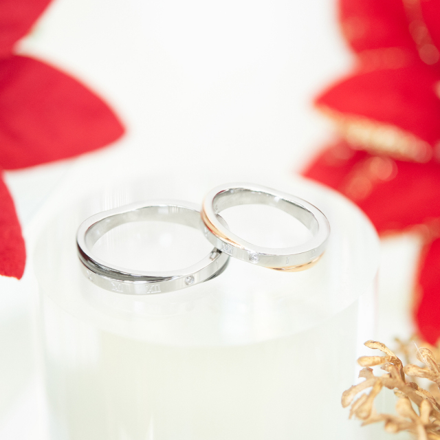 【2025 Christmas gift collection】ペアリング(ペアセット）サージカルステンレス ピンクゴールドIPコーティング ブラックIPコーティングIPコーティング ダイヤモンド