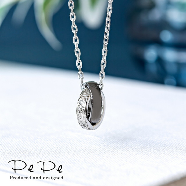 【数量限定・特別価格】ステンレス(ブラックIPコーティング) ダイヤモンド0.005ct ペアペンダントネックレス(メンズ単品)(ハワイアンジュエリー)(4月誕生石)[5323840118]