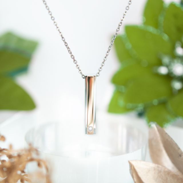 ネックレス サージカルステンレス ピンクゴールドIPコーティング キュービックジルコニア