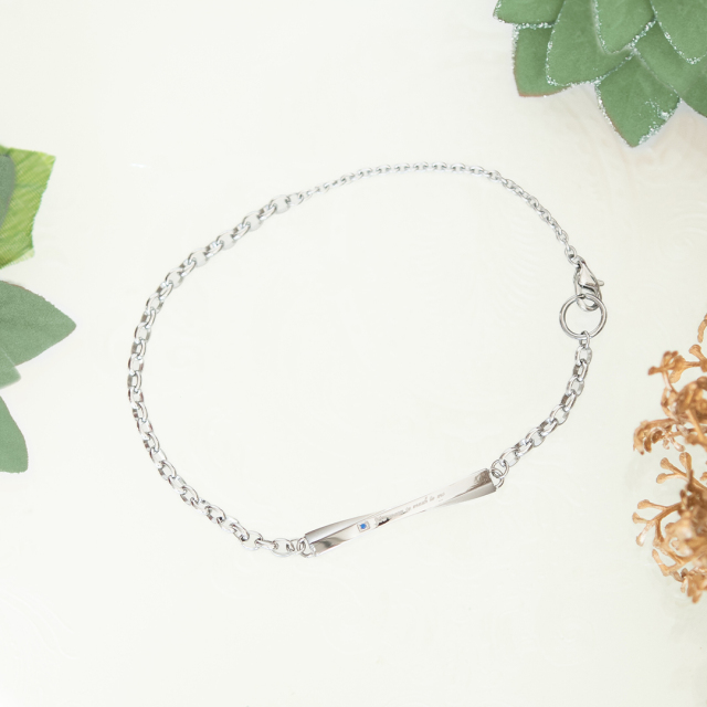 ブレスレット サージカルステンレス ブルーキュービックジルコニア