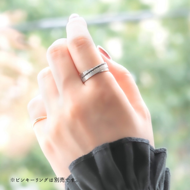 永遠の輝き！プラチナ×ブラックダイヤモンドリング】 プラチナ950 