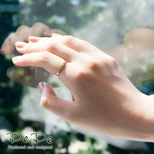 K10ピンクゴールド ダイヤモンド合計0.15ct リング(ハーフエタニティ  