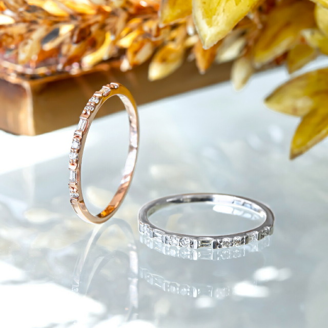 K10(ピンクゴールド・ホワイトゴールド) ダイヤモンド合計0.1ct リング  