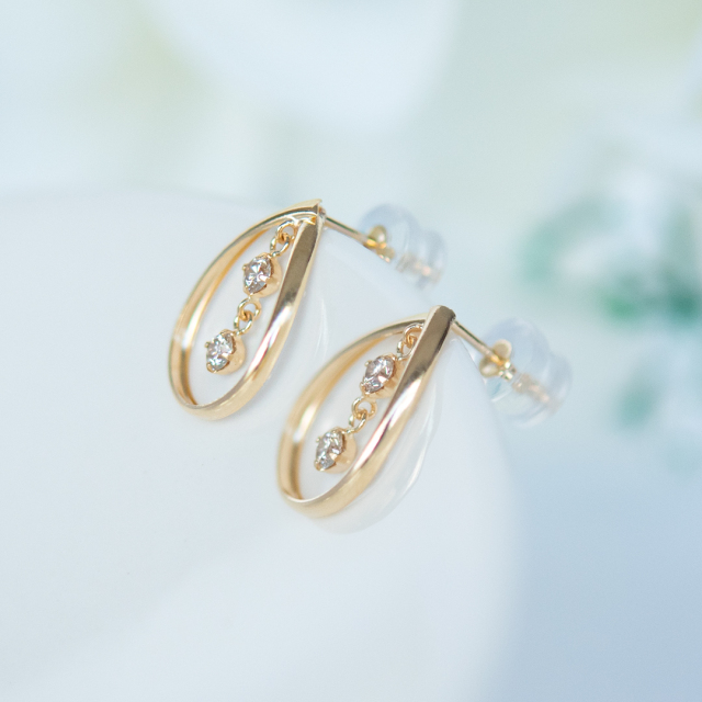 K18 金　ドロップピアス　オーバルピアス K18 金 ドロップピアス オーバルピアス nep173_001.jpg