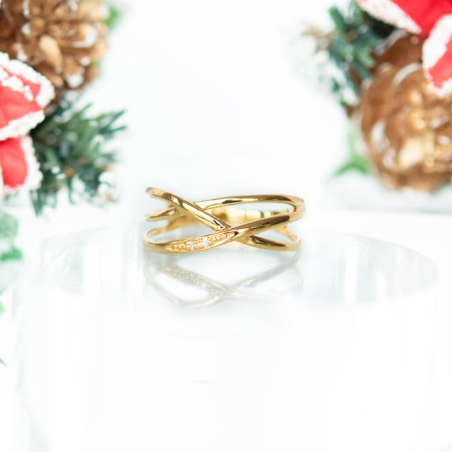 【2025 Christmas gift collection】リング シルバー925 K18イエローゴールドコーティング ダイヤモンド