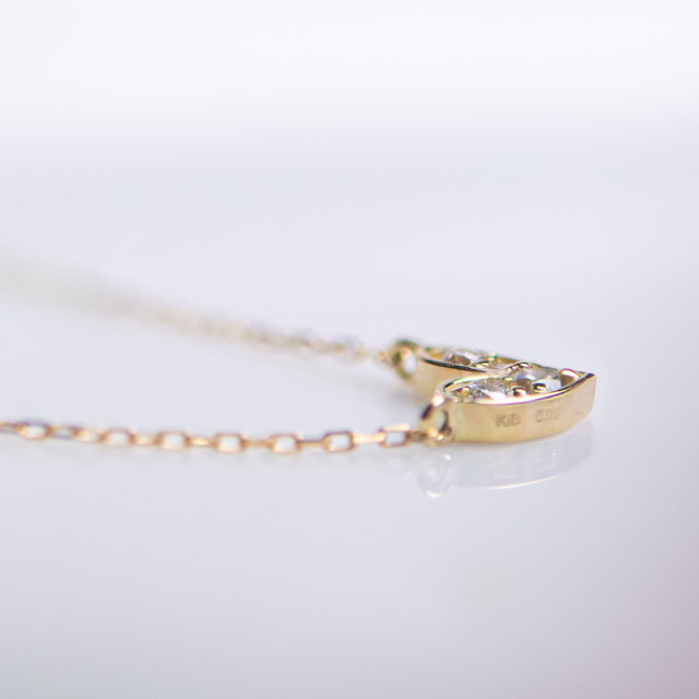 ハートネックレス K18イエローゴールド ダイヤモンド(4月誕生石  