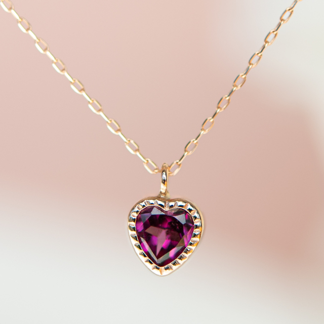 ネックレス K10ピンクゴールド ロードライトガーネット(1月誕生石)(天然石)(ハート)[6221401201]