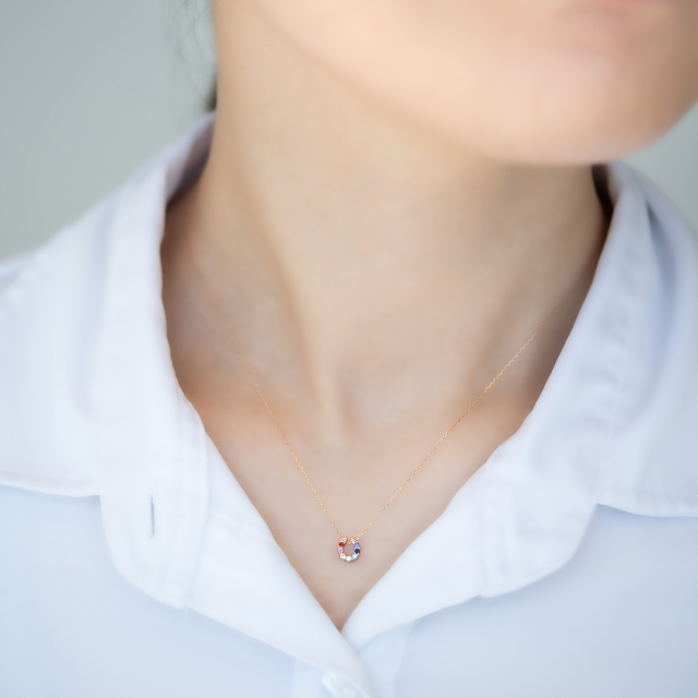 アクセサリー ^_^ ネックレス K10ピンクゴールド ダイヤモンド合計0.1ct(4月誕生石