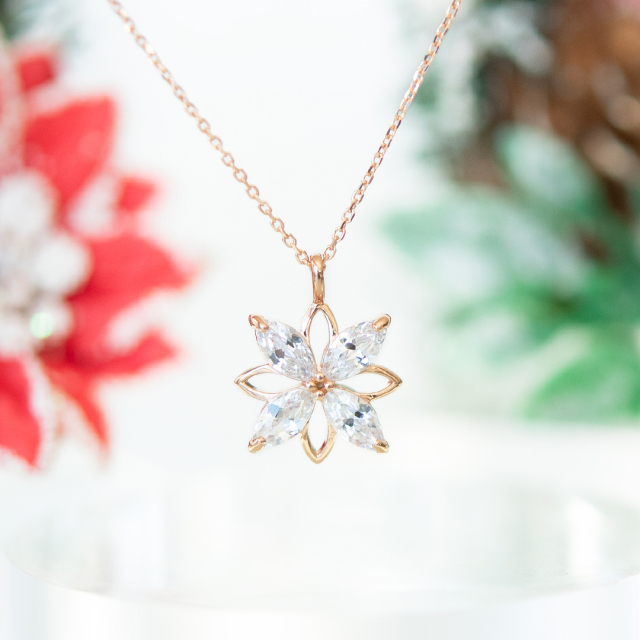 【2025 Christmas gift collection】ネックレス シルバー925 ピンクゴールドコーティング キュービックジルコニア