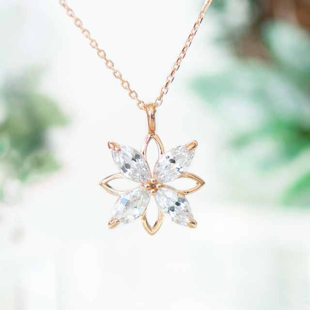 ネックレス シルバー925 ピンクゴールドコーティング キュービックジルコニア