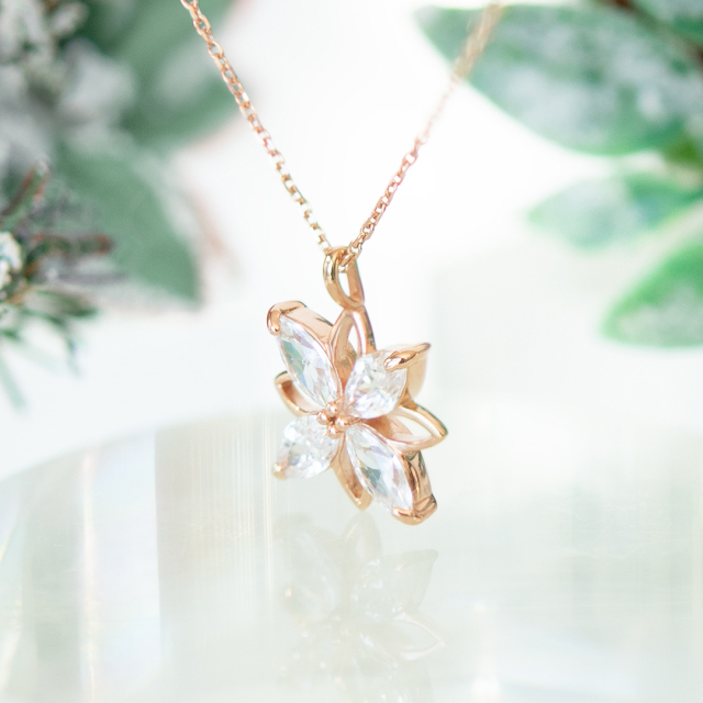 ネックレス シルバー925 ピンクゴールドコーティング キュービック