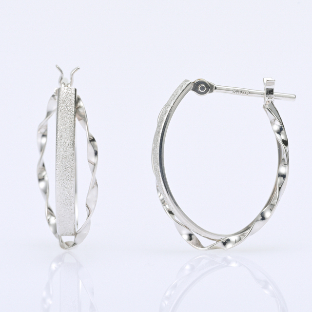 スナップピアス K10ホワイトゴールド (地金)(フープピアス)(2連