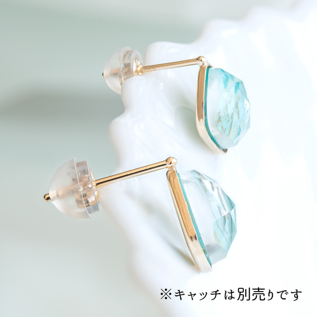 ピアス K10イエローゴールド ターコイズ クォーツ アクセサリーPePe