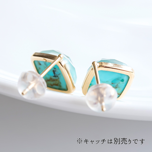 ピアス K10イエローゴールド ターコイズ クォーツ アクセサリーPePe