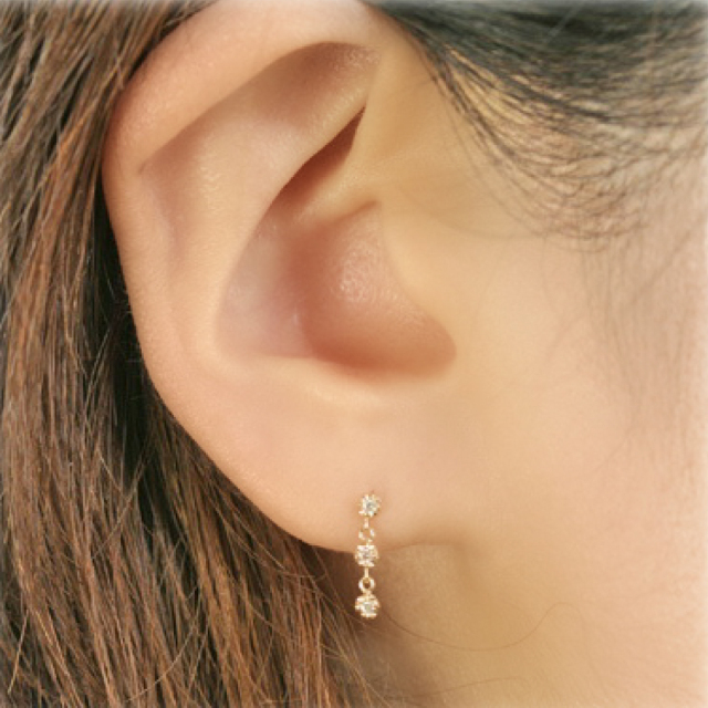 K18ピンクゴールド ダイヤモンド合計0.08ct ピアス[6251440207