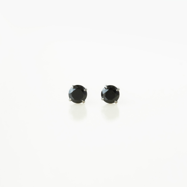 ピアス プラチナ 3mmブラックキュービックジルコニア