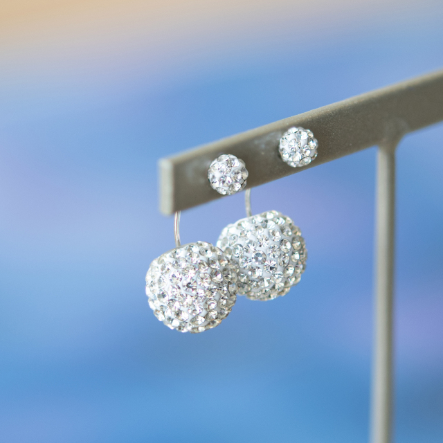 ピアス K10ホワイトゴールド チェコガラス[6252251008]