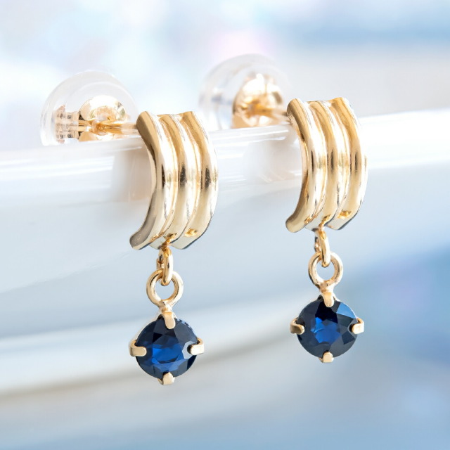 ピアス K10イエローゴールド サファイア(3mm)(一粒)(9月誕生石 ピアス K10イエローゴールド サファイア(3mm)(一粒)(9月誕生石