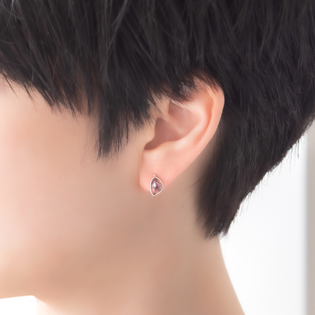 ピアス K10イエローゴールド ブラックルチルクォーツ