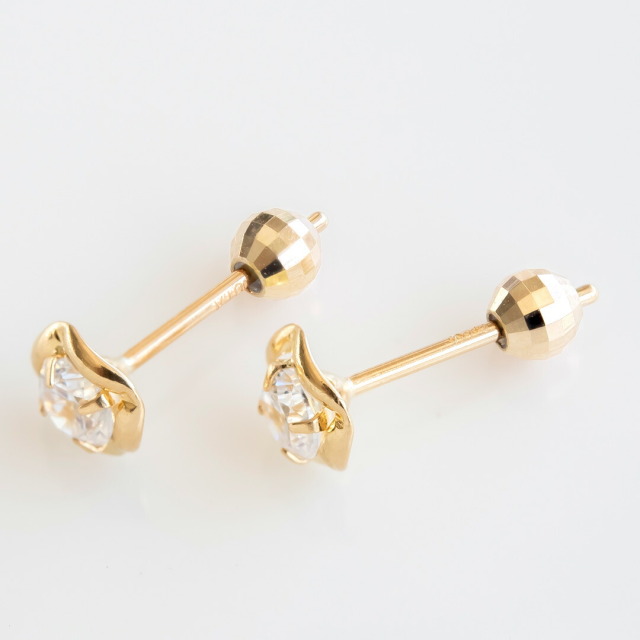 ミラーボールキャッチ K10イエローゴールド シリコン アクセサリーPePe