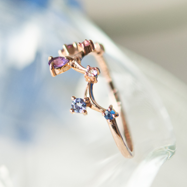 リング K10ピンクゴールド ルビー ロードライトガーネット ピンク  