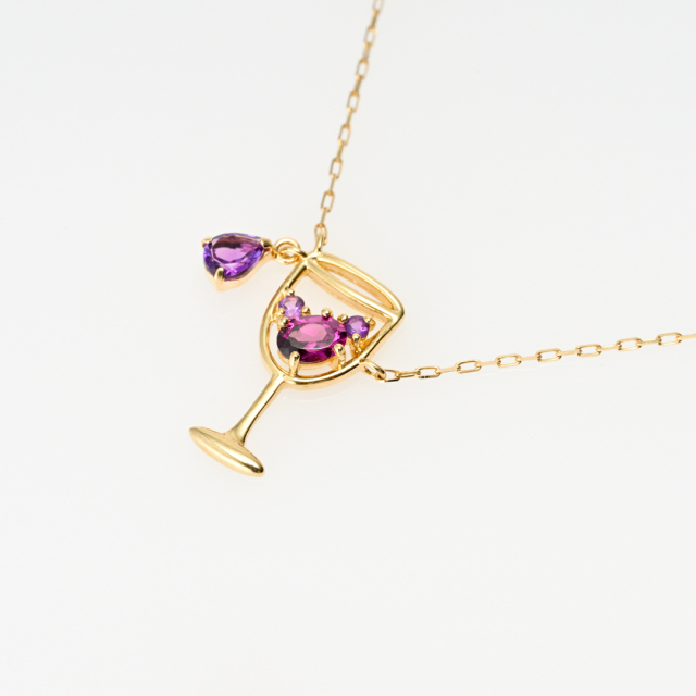 ネックレス K10イエローゴールド ロードライトガーネット