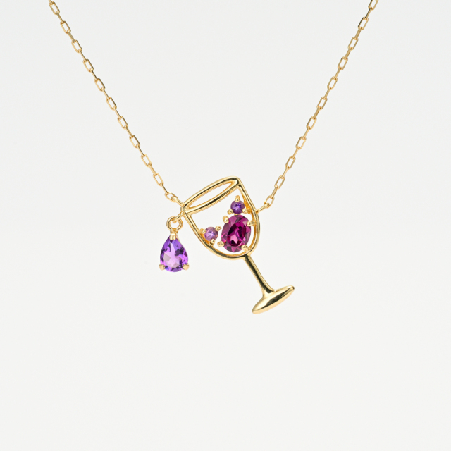 ネックレス K10イエローゴールド ロードライトガーネット アメジスト